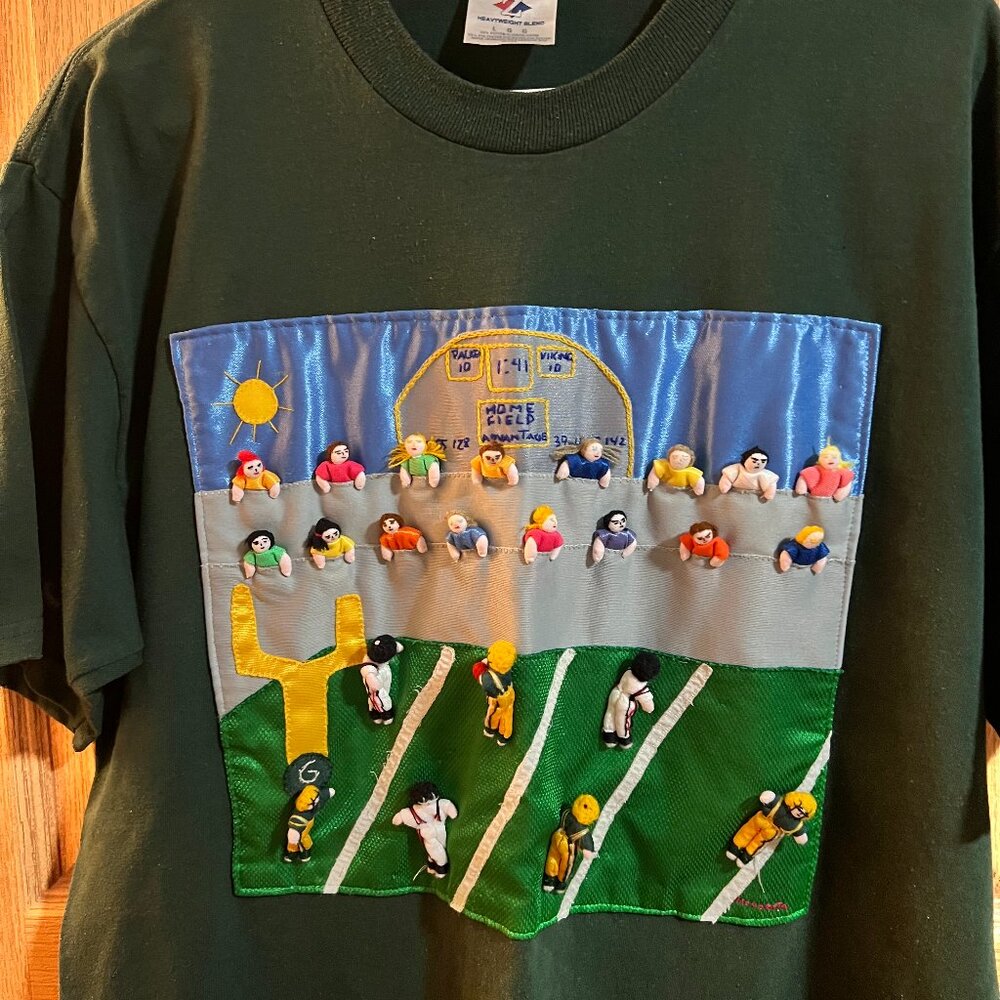 Hand stitched football t-shirt.
